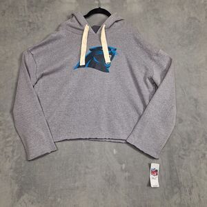 Carolina Panthers Hoodie Womens 2XL Cropped NWT Lightweight NFL Apparel Big Logo